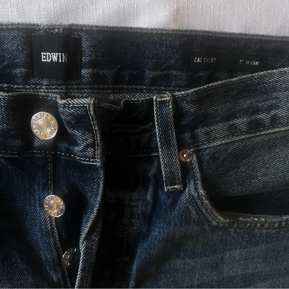 Edwin 1947 Cut-Off Denim Shorts — Heavyweight Organic Cotton — image 3