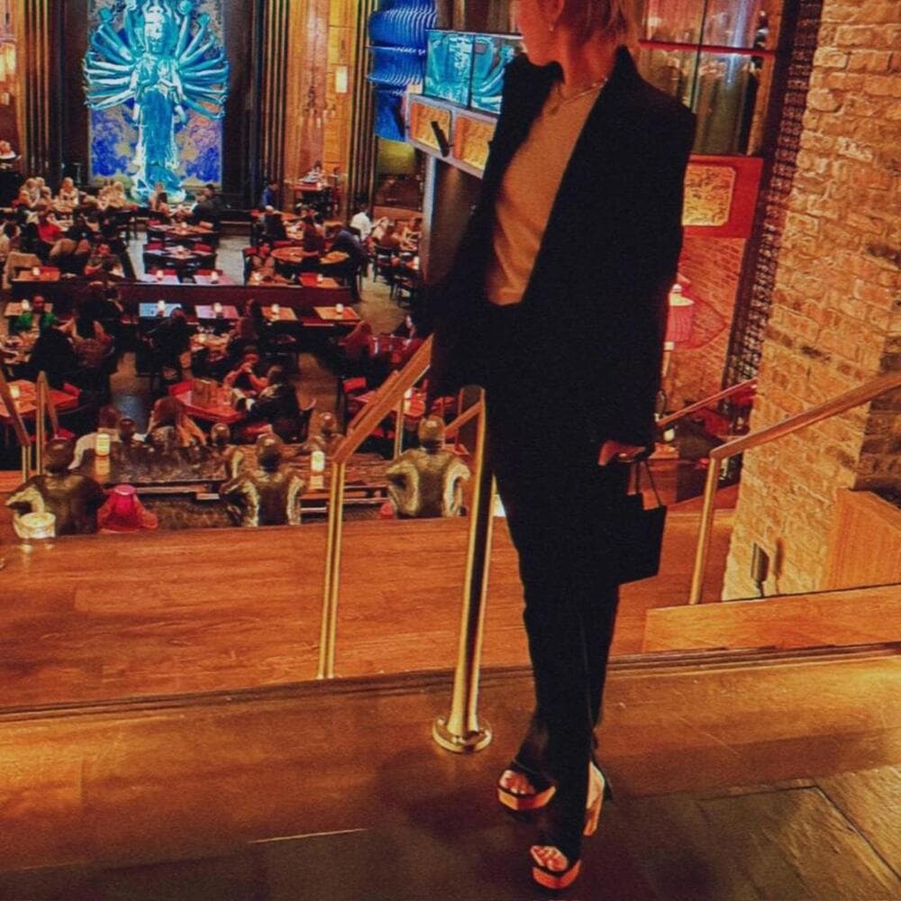 Platform Mules — Black Suede Crisscross Block Heel