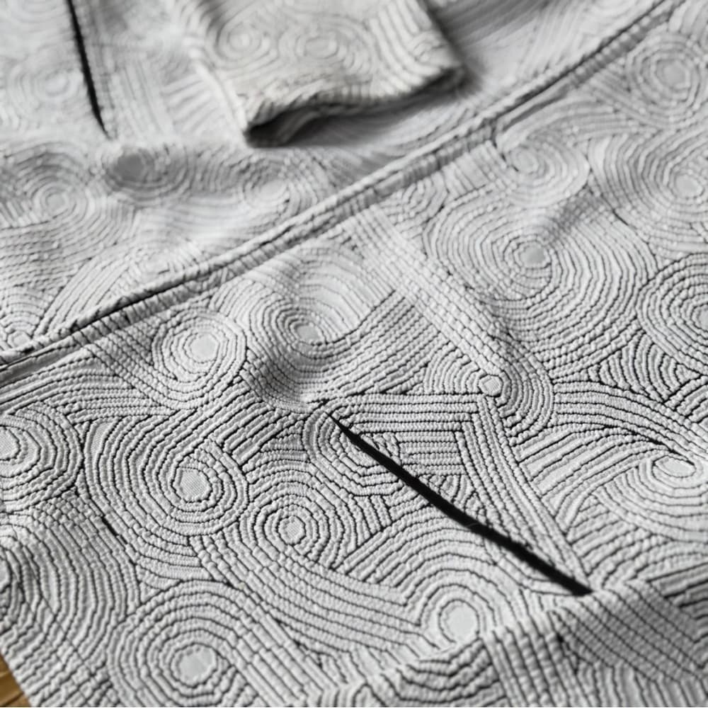 Stera Black & White Artistic Double-Zip Textured Blazer — image 3