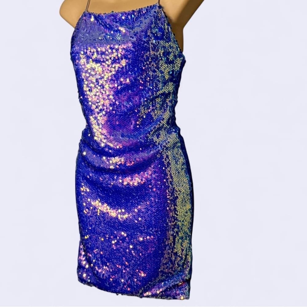 Iridescent Sequin Mini Slip Dress