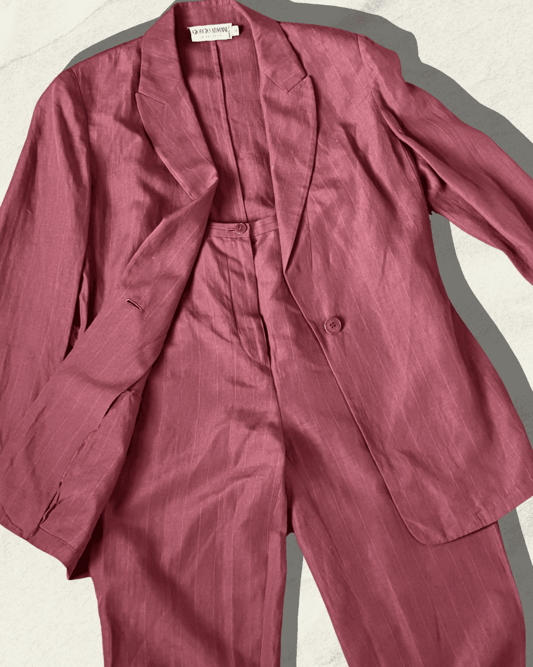 Giorgio Armani Le Collezioni Linen-Blend Suit — Dusty Rose, Size 4, 1990s, Statement Pieces — image 1