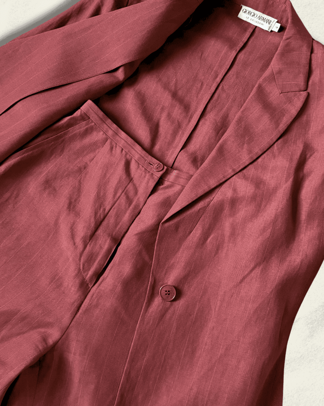 Giorgio Armani Le Collezioni Linen-Blend Suit — Dusty Rose, Size 4, 1990s, Statement Pieces — image 4