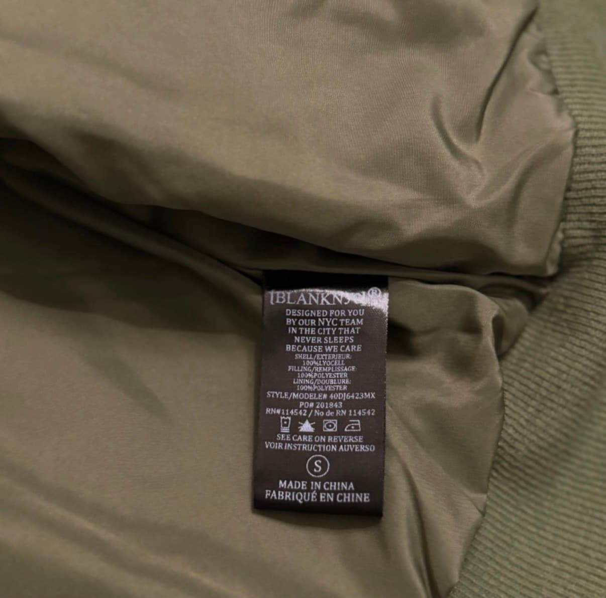 Blank NYC Olive Green Quilted Bomber Jacket, Jackets — image 5
