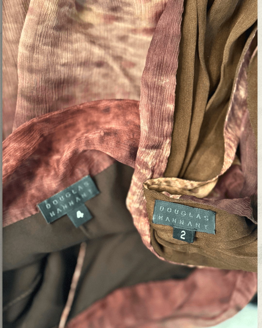 Archival Douglas Hannant SS 2001 crinkled silk runway halter and wide-leg trouser set