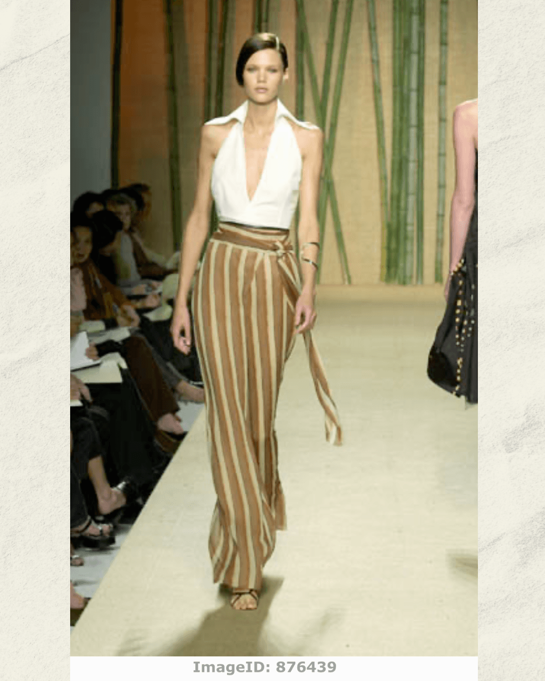 Archival Douglas Hannant SS 2001 crinkled silk runway halter and wide-leg trouser set