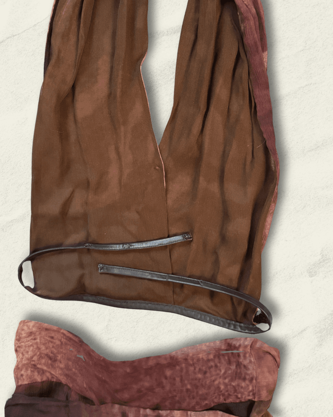 Archival Douglas Hannant SS 2001 crinkled silk runway halter and wide-leg trouser set