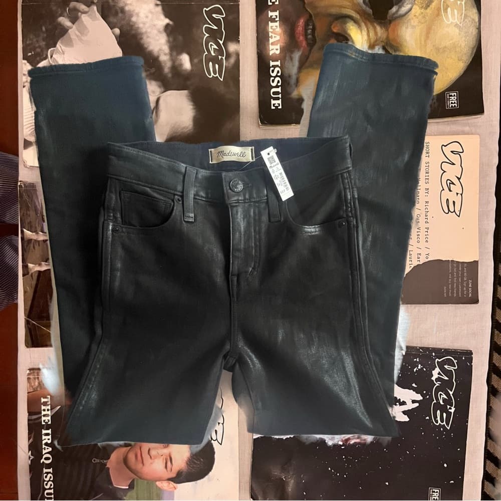 Madewell Stovepipe Coated Black Skinny Jeans — 23P NWT, Structured Denim — image 3
