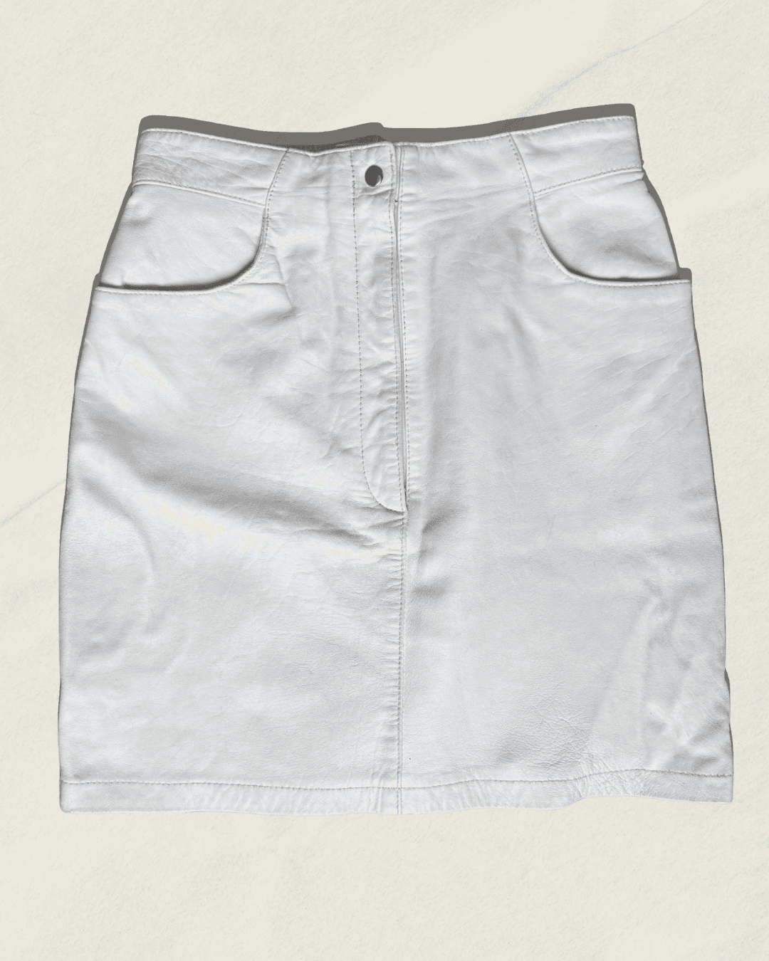 Michael Hoban North Beach Leather White Mini Skirt — Size 7/8, Late 1980s–1990s, Statement Pieces — image 1