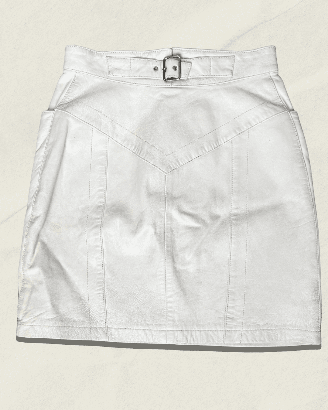 Michael Hoban North Beach Leather White Mini Skirt — Size 7/8, Late 1980s–1990s, Statement Pieces — image 2