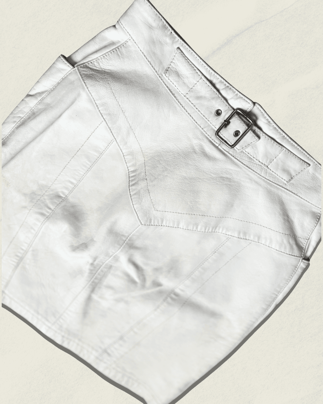 Michael Hoban North Beach Leather White Mini Skirt — Size 7/8, Late 1980s–1990s, Statement Pieces — image 3