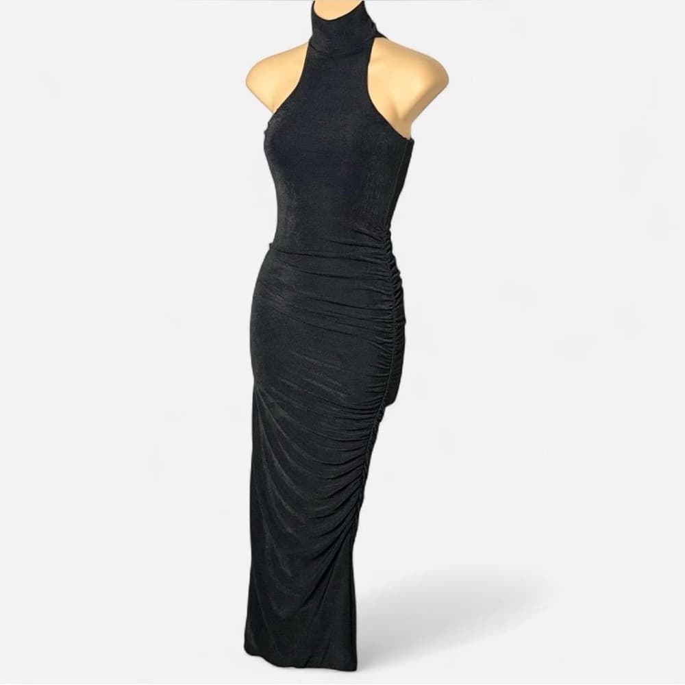 SER.O.YA Black Bodycon Turtleneck Midi Dress, Statement Pieces — image 3